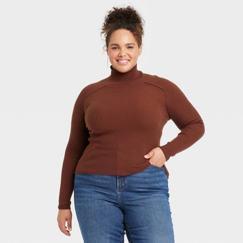 Women's Shrunken Rib Turtleneck Pullover Sweater - Universal