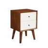 Alpine Furniture,Flynn 2 Drawer Two Tone Nightstand, Acorn/White - 4 of 4