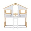 NicBex Twin Over Twin Bunk Bed with Guardrail and Roof and Window,House Loft Bed with Ladder and Door,Modern Noise Reduced Bunk Beds for Bedroom - 4 of 4