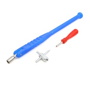 Unique Bargains Blue Dual Head Tire Valve Stem Core Puller Remover 4 Way Repair Tool Kit for Car - 1 of 4
