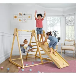 Avenlur Juniper - Real Wood 5-in-1 Folding Playset with Climber, Swing and Slide