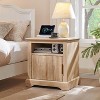 Nightstand with Charging Station, 22" Large Modern Side Table, Wood End Table w/Open Shelf & Spacious Tabletop - 2 of 4