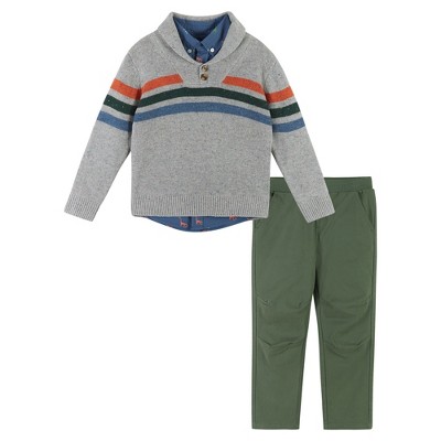 Andy & Evan  Toddler  Boys Shawl Sweater Buttondown Pant Set
