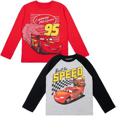 Disney Pixar Cars Lightning McQueen Tow Mater 2 Pack Long Sleeve Graphic T-Shirts Red / Grey Heather 