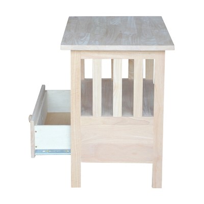 Unfinished Solid Parawood Mission TV Stand with Drawer