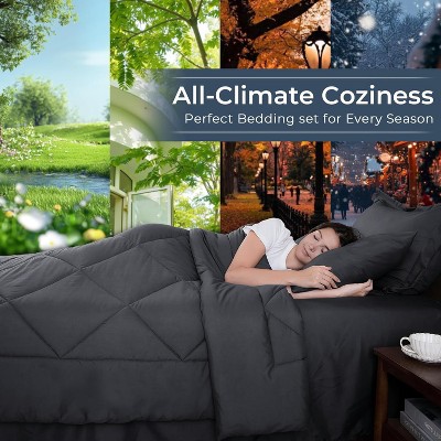 Der Rose BALHAM TRADE-7 Pieces Queen Dark Gray Comforter Set All Season Reversible Ultra Soft Bedding Set Black & Light Grey-Queen 88"x88" — фото 5
