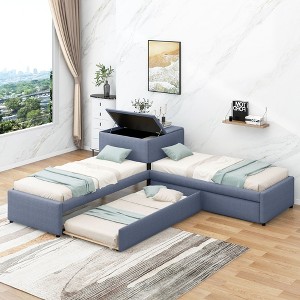 PAGED Twin Size Upholstered Daybed Modern Simple Wooden Bed Frame with 2 Storage Drawers and Backrest for Living Room - 1 of 4