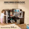Corner Wooden Play Kitchen with Interactive Sounds & Lights, Brown - 3 of 4