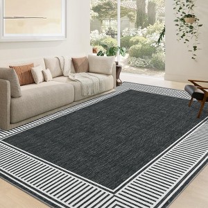Area Rugs for Living Room Modern Bordered Rug Farmhouse Geometric Bedroom Rugs Low Pile Non Shedding Carpet - 1 of 4