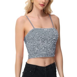 Anna-Kaci Women's Strapless Sequin Crop Top with Adjustable Spaghetti Straps - 1 of 4