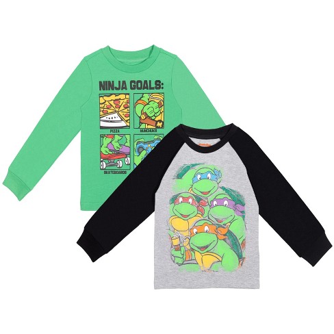 Toddler Teenage Mutant Ninja Turtles Long Sleeve Green T-Shirt Tee & Eye Mask 