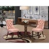 3-Piece Mahogany Finish Solid Wood Top-Round Upholstered Dining Room Set -Seats 4 - 2 of 4