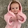 EVERYDAY KIDS Pink Baby Fleece Robe with Hood Cozy Hooded Bathrobe for Girls Ages 0-9 Months Soft, Warm, Lightweight Infant Sleepwear, Loungewear - 3 of 4