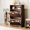 ChicFurnit Shoe Racks 2 Flip Drawers Shoe Cabinet Dust Protected Freestanding Shoe Cabinet for Entryway, Brown, 31.6"*9.6"*40" - 4 of 4