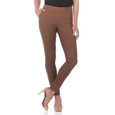Rekucci Women’s Pull-On Skinny Work Pants – Tummy Control, Stretch Legging Fit with Zip Pockets for Office & Casual