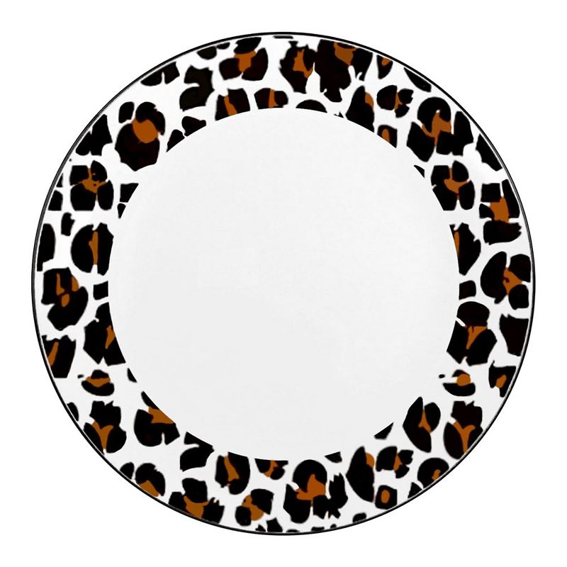 Smarty Had A Party 10.25" White with Black and Brown Leopard Print Rim Round Disposable Plastic Dinner Plates (120 Plates), 1 of 9