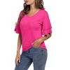 BLUEMING Womens Flutter Elbow Sleeve Shirts V Neck Tee Blouse Pagoda Sleeve T-Shirts Summer Tee Blouse Flowy Tops - 3 of 4