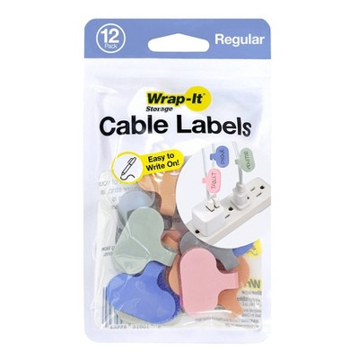 Wrap-It 12pk Cable Labels Regular Muted