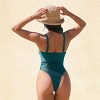 Women's Majestic Emerald Green Colorblock Cutout Monokini One-Piece Swimsuit - Cupshe - 3 of 4