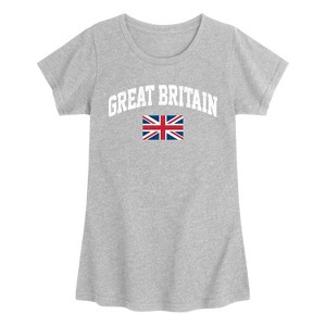 Girls' - Instant Message - Great Britain Flag Fitted Short Sleeve Graphic T-Shirt - 1 of 4