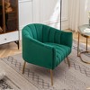 SEYNAR Modern Velvet Accent Chair,Round Upholstered Barrel Chair for Living Room - 4 of 4