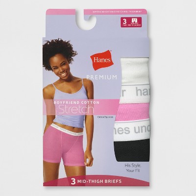 Hanes® Premium Womens Boyfriend Mid Thigh Boxer Briefs 3pk - Colors Vary M  – Target Inventory Checker – BrickSeek