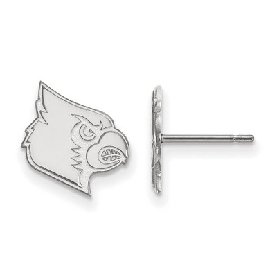 Black Bow Jewelry 14k White Gold Louisville Cardinals NCAA Post Earrings