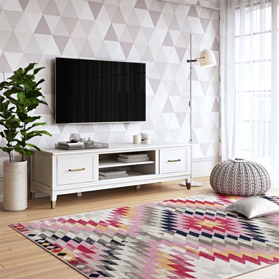 Westerleigh Crisp White 66" TV Stand with Gold Accents