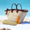 Womens Wide Brim Straw Embellished Floppy Hat, Stylish UV Sun Protection Beach Travel Hats - Tirrinia - 4 of 4