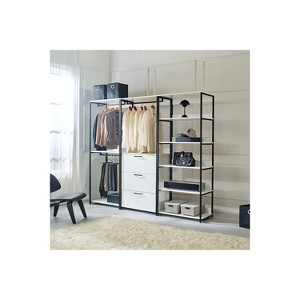 HomeStock Fiona 96 in. W White Freestanding 3 Tower System 7 -Shelf Walk in Wood Closet System with Metal Frame - 1 of 4