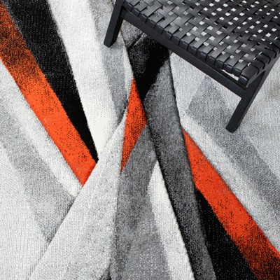 Gray and Orange Mid-Century Modern 8' x 10' Area Rug