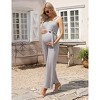 Women's Maternity Jumpsuit Wide Leg Sleeveless Adjustable Strap Pockets Casual Romper with Belt - 2 of 4