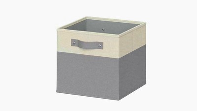 Taupe Two-Tone Fabric Collapsible Cube Storage Bins for Kids