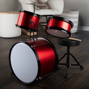 Hey Play Kids Drum Set with Throne Stool - 1 of 4