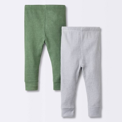 Image of Baby Boys' 2pk Waffle Pull-On Pants - Cloud Island™ Green 0-3M