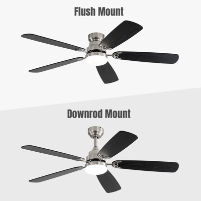 52 Inch Flush Mount & 3 Downrods Ceiling Fans with Lights and Remote Low Profile Ceiling Fan Reversible DC Motor for Bedroom Living Room Patio