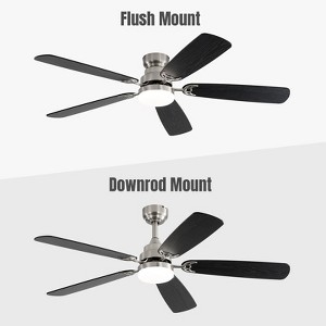 52 Inch Flush Mount & 3 Downrods Ceiling Fans with Lights and Remote Low Profile Ceiling Fan Reversible DC Motor for Bedroom Living Room Patio - 1 of 4