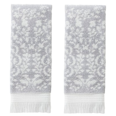 2pc Carrick Medallion Hand Towel Set Gray - SKL Home