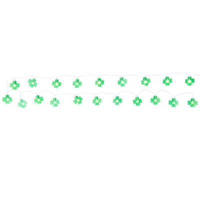 The Lakeside Collection St Patricks Garland Green Shamrock 20 Light Count Decor
