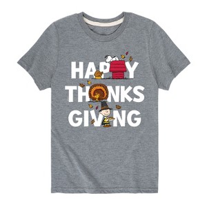 Boys' - Peanuts - Happy Thanksgiving Short Sleeve Graphic T-Shirt - 1 of 4