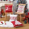 Christmas Velvet Pillow Covers 18 x18 Set of 4 Farmhouse Decorative Throw Cushion Covers Deer Xmas Tree Snowflake Pillow Cases for Sofa Couch - 2 of 4