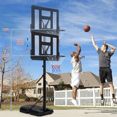 Adjustable Portable 44 Inch Black Basketball Hoop System