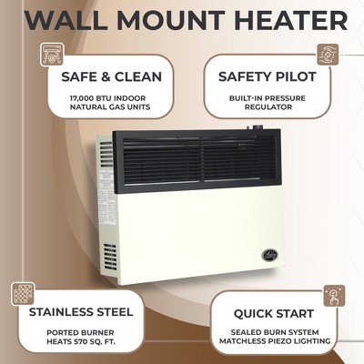 Ashley Hearth Beige Steel Wall-Mounted Propane Heater with Thermostat