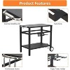 Orieon Outdoor Grill Cart & Pizza Oven Stand with Wheels – BBQ Prep Table with Hooks & Double Shelves for Patio, Camping & Home - 3 of 4