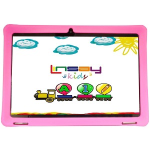 LINSAY 10.1"Octa Core 128GB Storage Android 14 Tablet with Yellow Kids Defender Case - 1 of 4