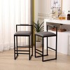 31.7" Modern Faux Leather Bar Stools with Footrest, Set of 2 Upholstered Low Back Counter Height Chairs for Kitchen Island-3irtyhousy - 2 of 4