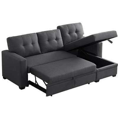 ROOMTEC Convertible Sleeper Sectional Sofa, L-shaped Corner Couch with Pullout Bed, Upholstered Sofa Bed w/Storage Chaise