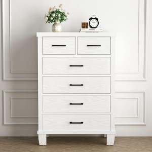 Dresser for Bedroom with 6 Drawers, 45" Tall Chests of Drawers w/Storage, Large Drawer Dresser for Closet, Wooden Storage Cabinet for Entryway - 1 of 4