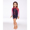 Deux par Deux Girl Printed Long Sleeve One-Piece Rashguard Black and Blue and Pink Items - 2 of 4