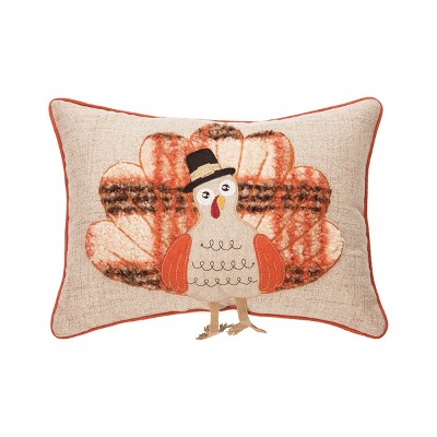 C&F Home 13" x 18" Harvest Time Turkey Embellished Thanksgiving  Throw Pillow